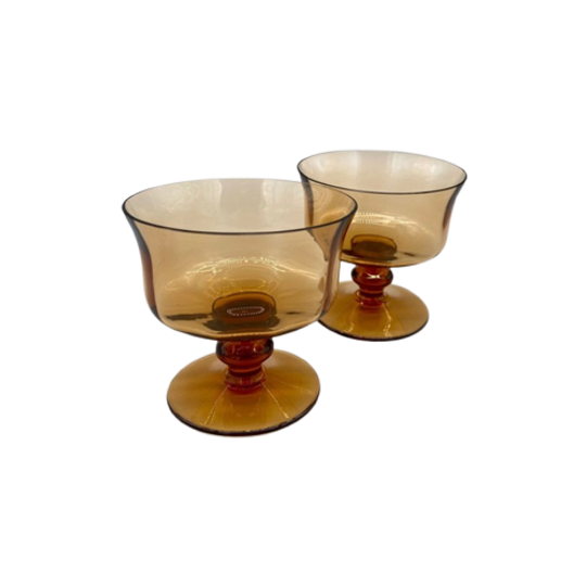 Set Coupe Glazen Amber Kristal 2 Stuks 1
