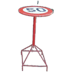 Vintage Sta Tafel 50 Km Verkeersbord Ø 60 Cm Tuinfeest Party thumbnail 1