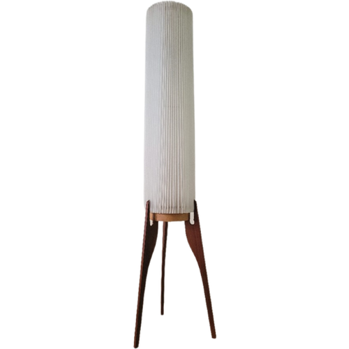 Deense Teakhoten Tripod Rocket Vloerlamp Uit 1960