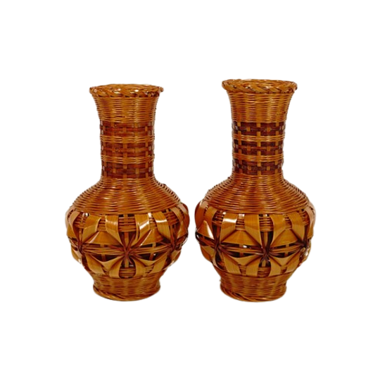 2 Vintage Vaasjes Rotan 1