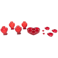 Swedish Art Glass ‘heart’ Candle Holders With Vases From 1970’s