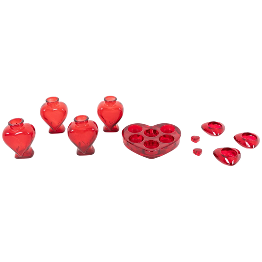Swedish Art Glass ‘heart’ Candle Holders With Vases From 1970’s 1