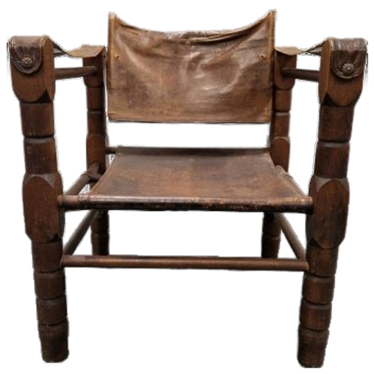 Antieke / Vintage Safari Chair Stoel Fauteuil Brutalist 1