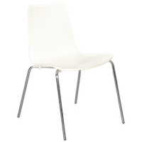 Frontseat Kantinestoel, Wit, 4-Poot Onderstel,