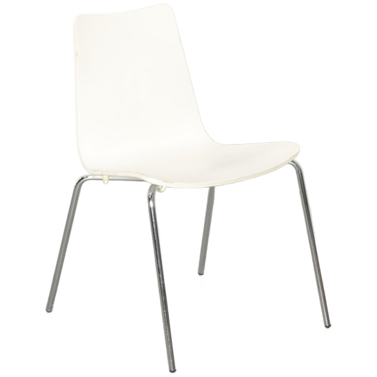 Frontseat Kantinestoel, Wit, 4-poot Onderstel, 1