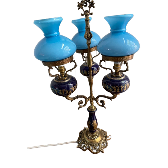Italian Tafel Lamp In Brons Een Murano Glass 1