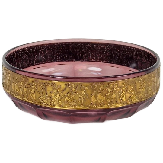 Art Nouveau Glazen Kom Moser Karlsbad 1920 Amethist Schaal 1