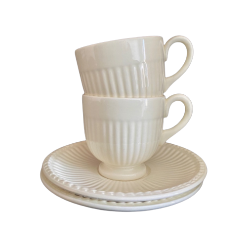 Wedgwood Edme Plane Espresso Kop En Schotels, Set Van 2