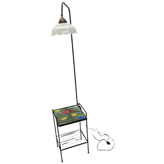 Vintage Leeslamp Met Tegeltafel Uit De Jaren 50/60 1