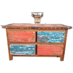 Kleurrijk Tv Meubel, Sidetable, Console Gemaakt Van Sloophou thumbnail 1