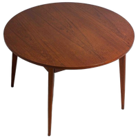 Uitrekbare Ronde Mid-century Eettafel In Teak Hout, 1960s België