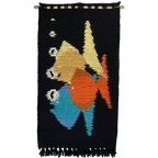 Wall Rug With Fish Decor 1960 100% Wool Old Store Stock thumbnail 1