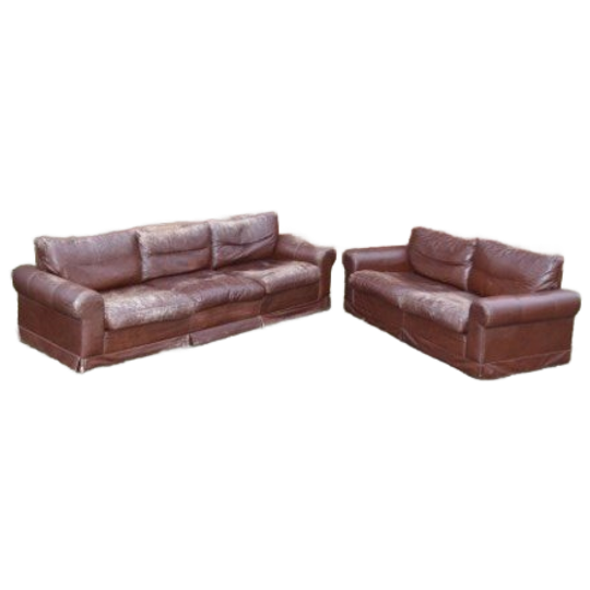 Stoer Brutalist Leren Baxter Bankstel – 3-zits En 2-zits – Jaren 70 1