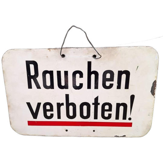 Antiek Emaille Bord Rauchen Verboten! 1