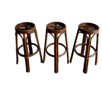 3 Rotan Bamboe Barkrukken Vintage