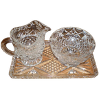 Prachtige Vintage Driedelige Glas Kristallen Roomstel thumbnail 1