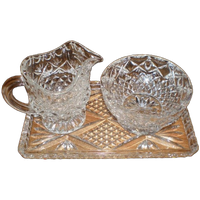 Prachtige Vintage Driedelige Glas Kristallen Roomstel