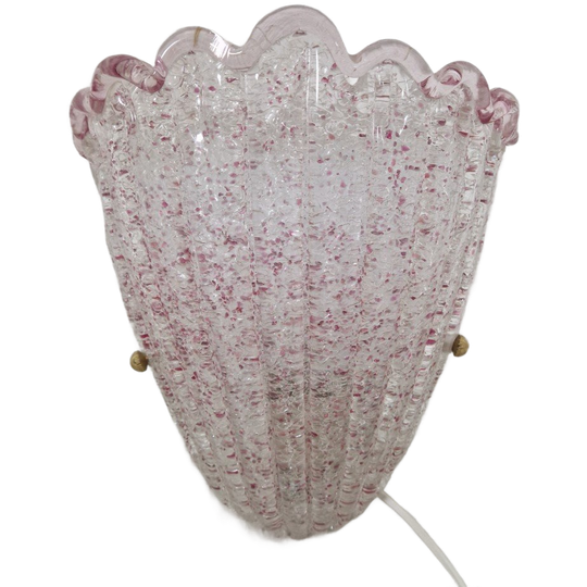 Vintage Glazen Wandlamp In De Vorm Van Een Schelp 1