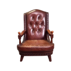 Fauteuil, Bijzonder Stoere Bibliotheekfauteuil Met Studs thumbnail 1