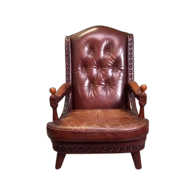 Fauteuil, Bijzonder Stoere Bibliotheekfauteuil Met Studs