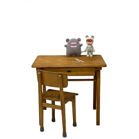Vintage Schoolset Tafel & Stoeltje Hout Jaren 60 1