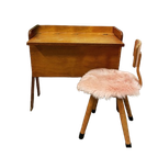 Vintage Naai/klepkastje Of Kindertafeltje Met Schoolstoeltje thumbnail 1