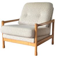 Midcentury Fauteuil - Hout, Bouclé - Scandinavische Stijl