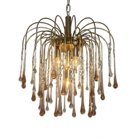 Xl Vintage Roze Murano Taerdrop Kroonluchter Hanglamp Pegels