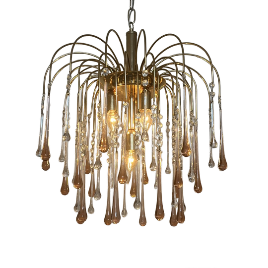 Xl Vintage Roze Murano Taerdrop Kroonluchter Hanglamp Pegels 1