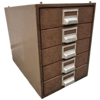 Vintage Metalen Ladekastje Legergroen Bureau Kastje A4 Lade