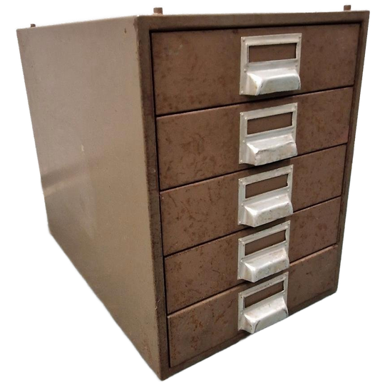 Vintage Metalen Ladekastje Legergroen Bureau Kastje A4 Lade 1