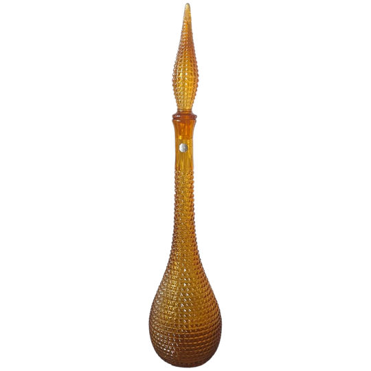 Vintage 60s Amber Empoli Glas Genie Bottle Met Stop 58 Cm 1