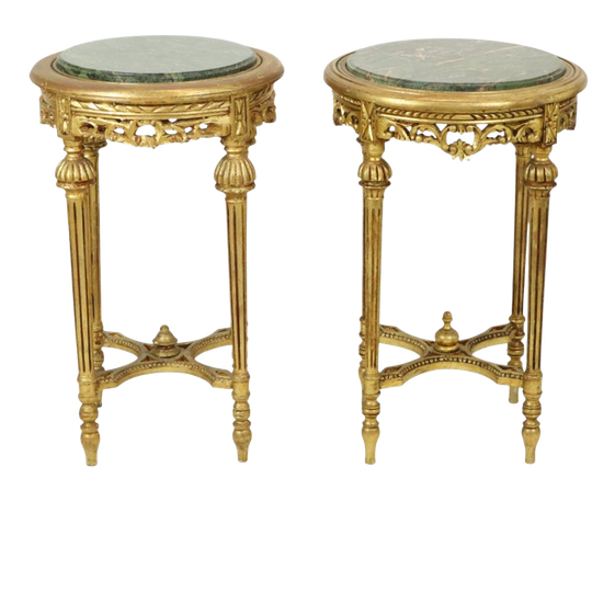 Franse Antieke Bijzettafels Plantentafels Marmer Empire Stijl 1