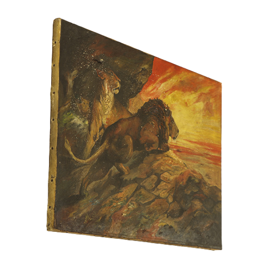 Vintage Schilderij Leeuwen 1