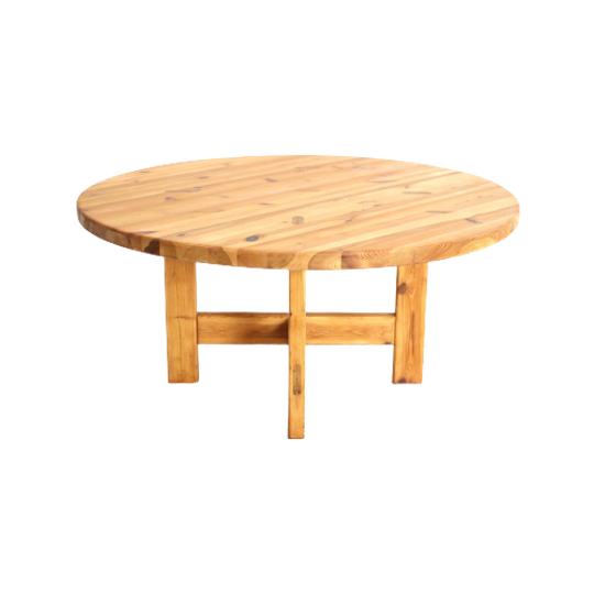 Grote Ronde Vintage Grenen Eettafel Model Rw152 Ontworpen Door Roland Wilhelmsson Voor Karl Ander 1