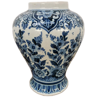 Vintage Delftsblauwe Vaas, Bloemenvaas Porselein 012