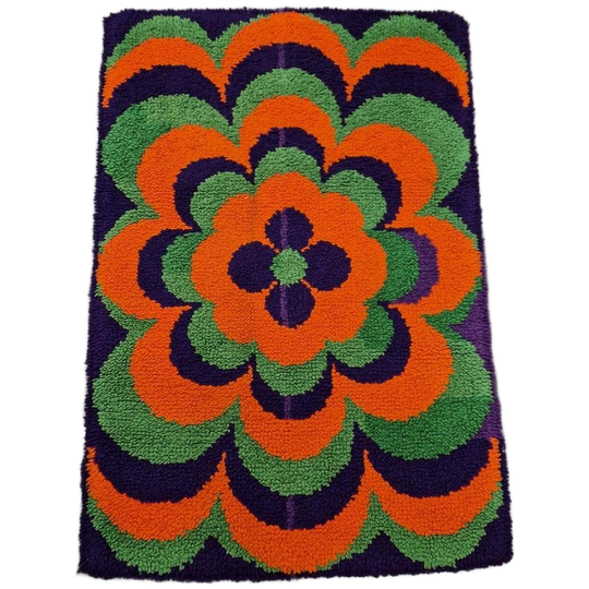 Vintage Wollen Vloerkleed Jaren 70 Retro Wandkleed 1