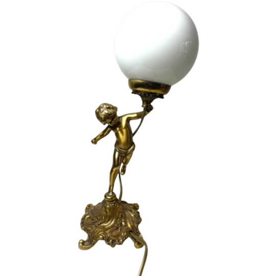Art Nouveau Koperen Lamp Engel 1