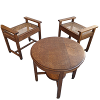 Set Of Two Low Chairs And Coffee Table From The Amsterdam School/ Art Deco Circa 1930s.