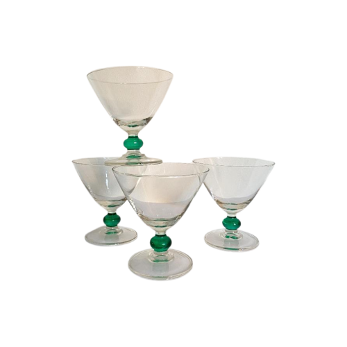 4X Cocktailglas / Coupe Glazen Met Groen Bolletje Luminarc