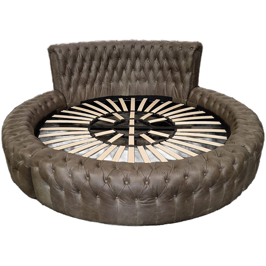 Chesterfield Bed Rond – Vintage Bruin 1