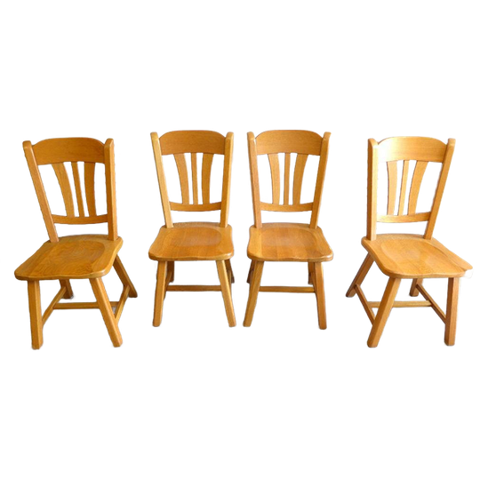 Mooi Set Van 4 Brutalistiche Eiken Stoelen 1