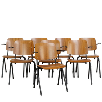 Set Van 8 Vintage Jaren ’60 Dutch Design Marko School/kantine/eetkamerstoelen Met Armleuningen