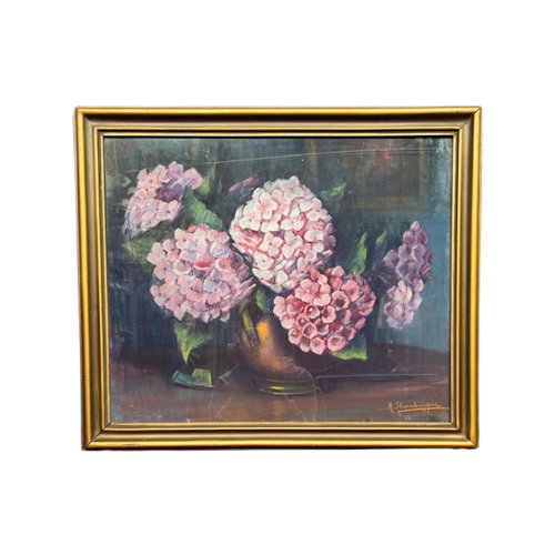 M.Steenbruggen. Stilleven "Hortensia'S". Pastel.