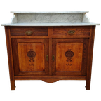 Vintage Antiek Dressoir Commode Ladekast Badkamermeubel Met Marmer Blad 701 thumbnail 1