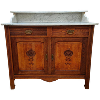 Vintage Antiek Dressoir Commode Ladekast Badkamermeubel Met Marmer Blad 701