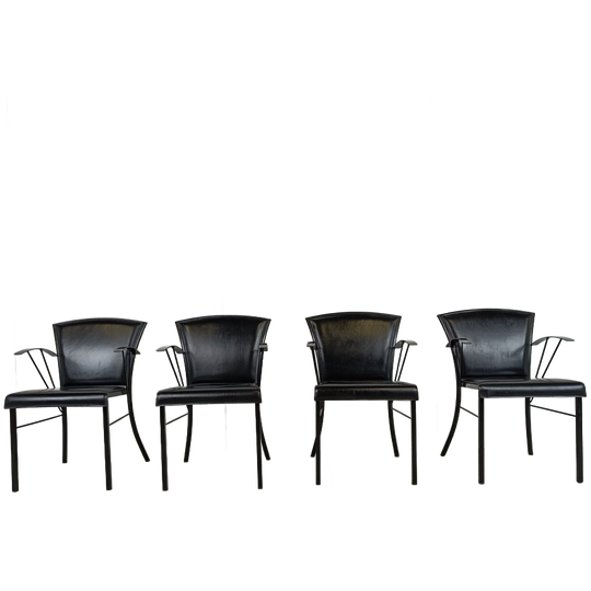 Vintage Black Leather Dining Chairs By Arrben, 1980s 1