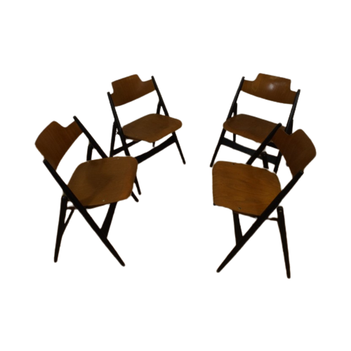 Set Of 4 Egon Eiermann Se 18 Folding Chairs