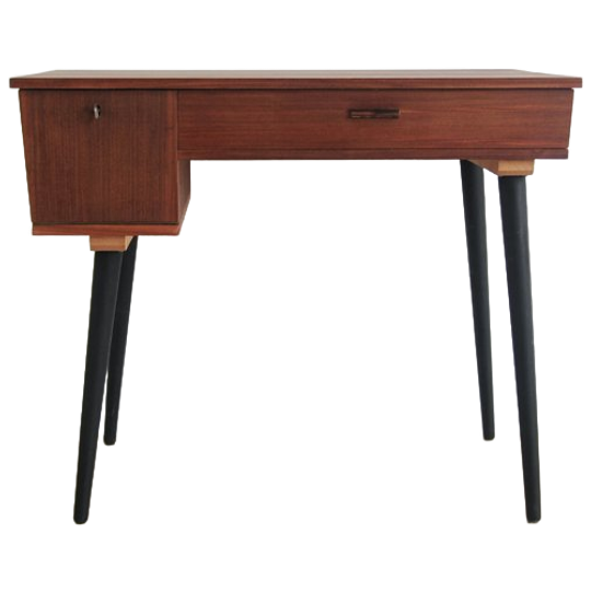 Teakhouten Bureau Op Zwarte Poten 1