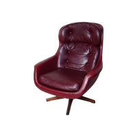 Scandinavian Red/brown Skai Leather Relaxed Armchair, 1969